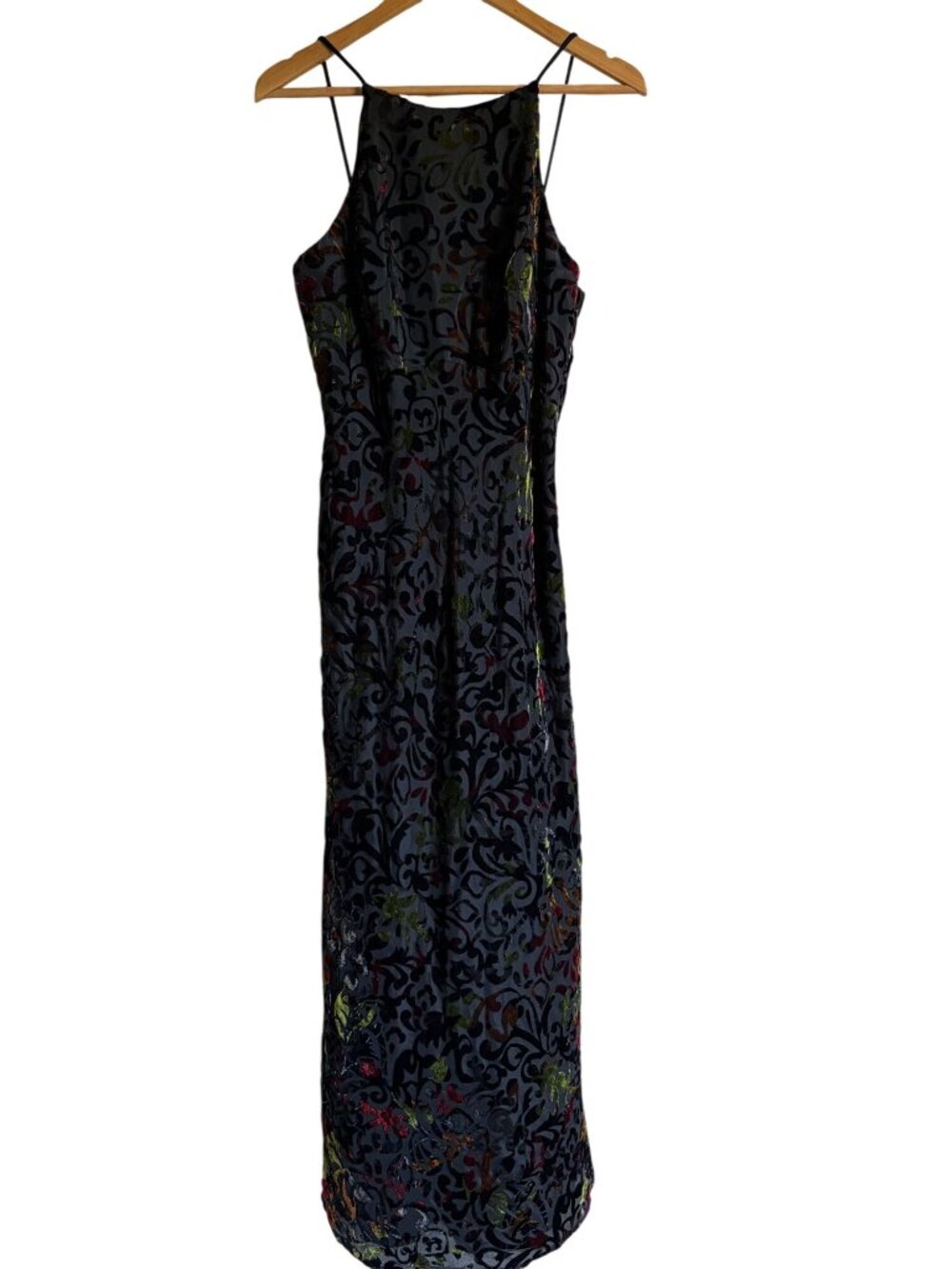 Vintage 1990s Y2K Cachet Burnout Velvet Maxi Floral Dress